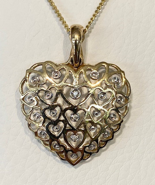 9ct Yellow Gold Diamond Heart Enhancer Pendant -G6068