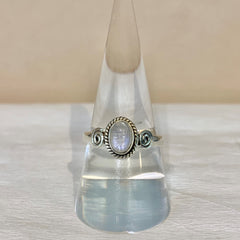 Sterling Silver Moonstone Oval Swirl Detail Ring - G8491