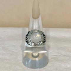 Sterling Silver Round Moonstone Ring - G8492