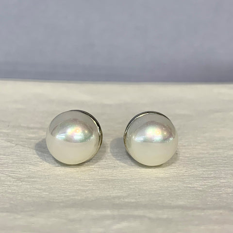 Sterling Silver 9mm White Pearl Studs - G8333