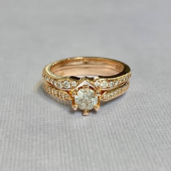 14ct Rose Gold Bridal Set Engagement Ring & Wedder - R2366