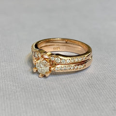14ct Rose Gold Bridal Set Engagement Ring & Wedder - R2366