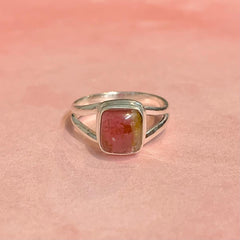 Sterling Silver Square Watermelon Tourmaline Ring - G8537