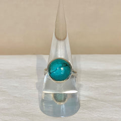Sterling Silver Round Turquoise Ring - G7621
